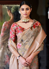 Rodeo Dust Grey Zari Woven Floral Banarasi Saree