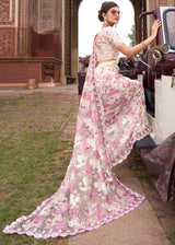 Beauty White Pink Designer Silk Saree