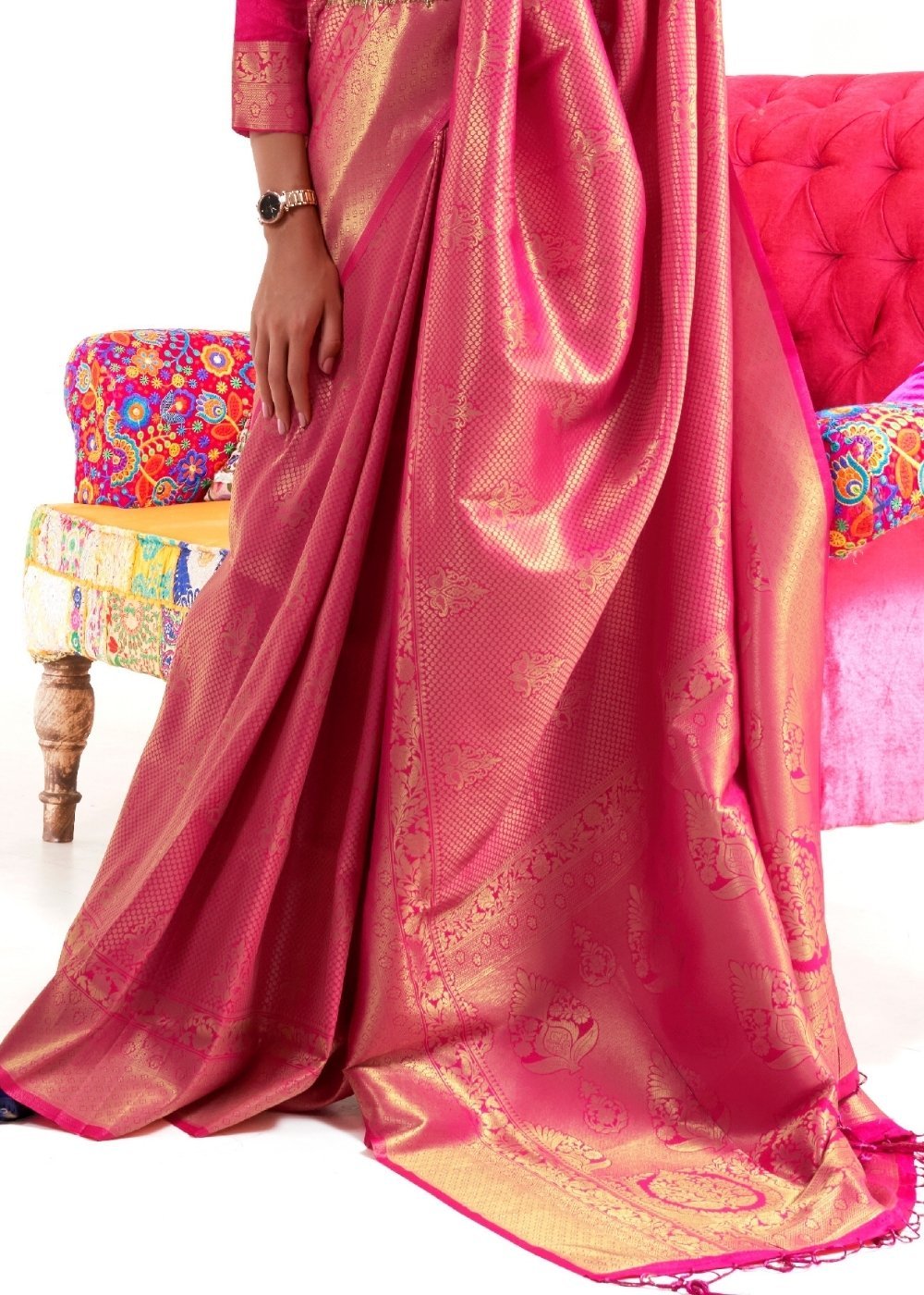Buy MySilkLove Mandy Pink Kanjivaram Silk Saree Online