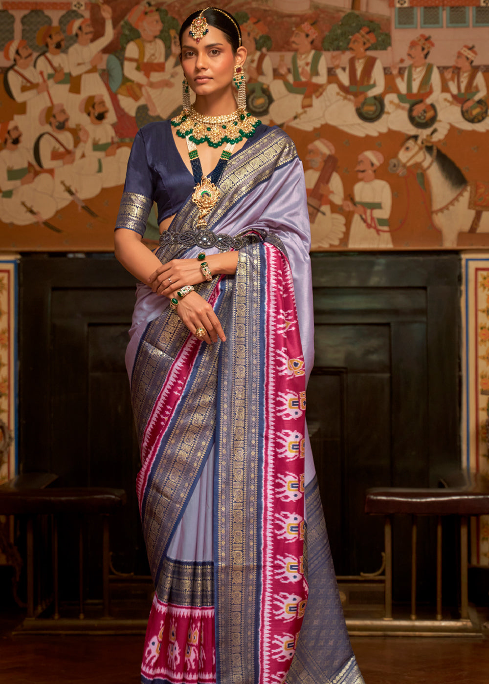 Buy MySilkLove Maverick Purple and Blue Banarasi Patola Saree Online