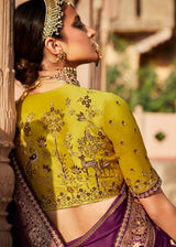 Candy Purple Zari Woven Banarasi Silk Saree with Embroidered Blouse
