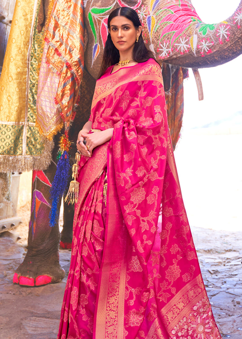 Mandy Pink Zari Woven Banarasi Handloom Saree
