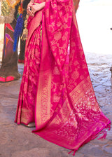 Mandy Pink Zari Woven Banarasi Handloom Saree