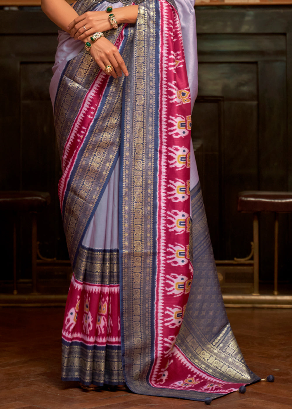 Buy MySilkLove Maverick Purple and Blue Banarasi Patola Saree Online