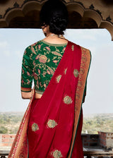 Roof Red  Zari Woven Banarasi Silk Saree