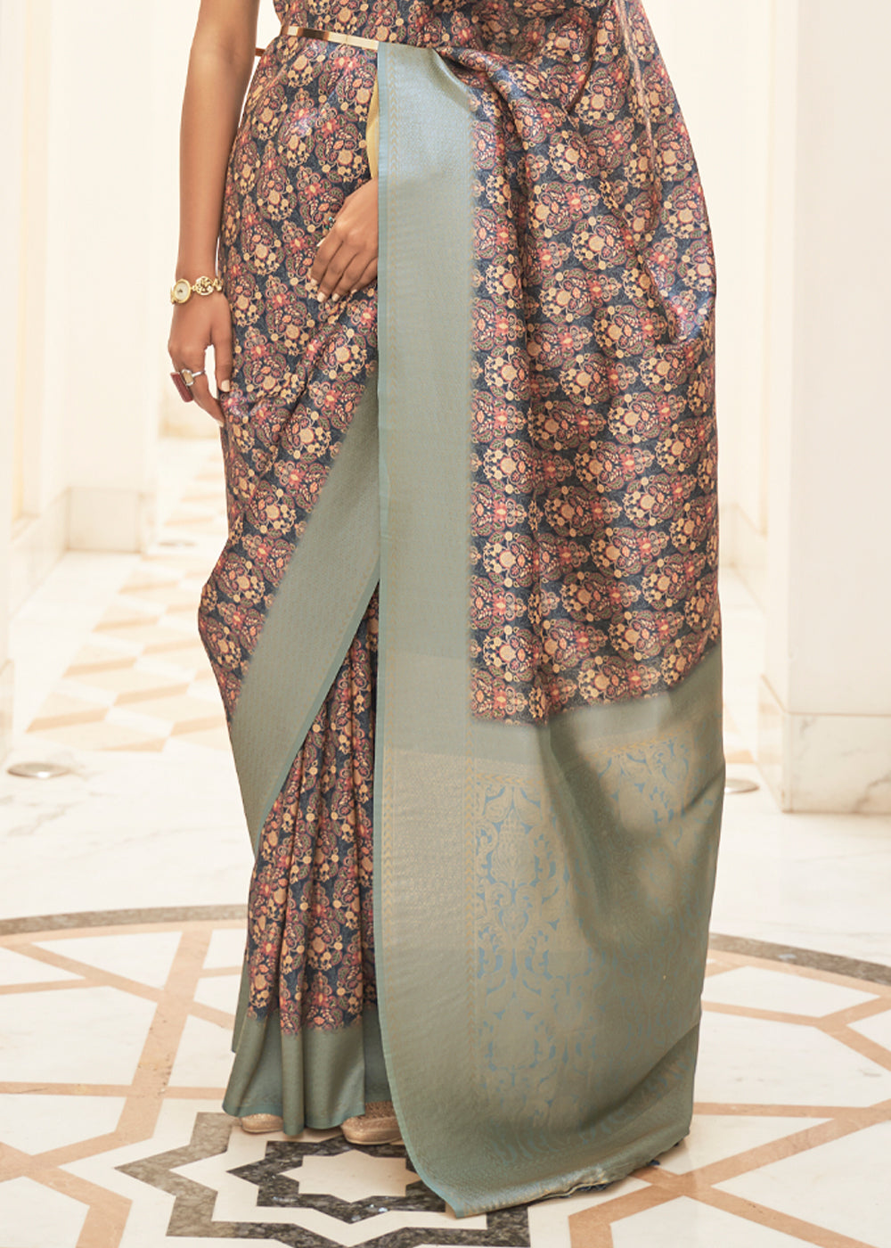 Buy MySilkLove Toast Purple and Grey Digital Print Saree Online