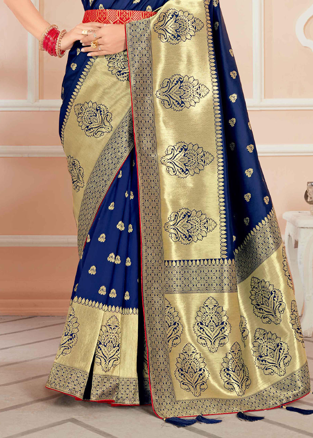 Buy MySilkLove Blue Zodiac Zari Woven Banarasi Silk Saree Online