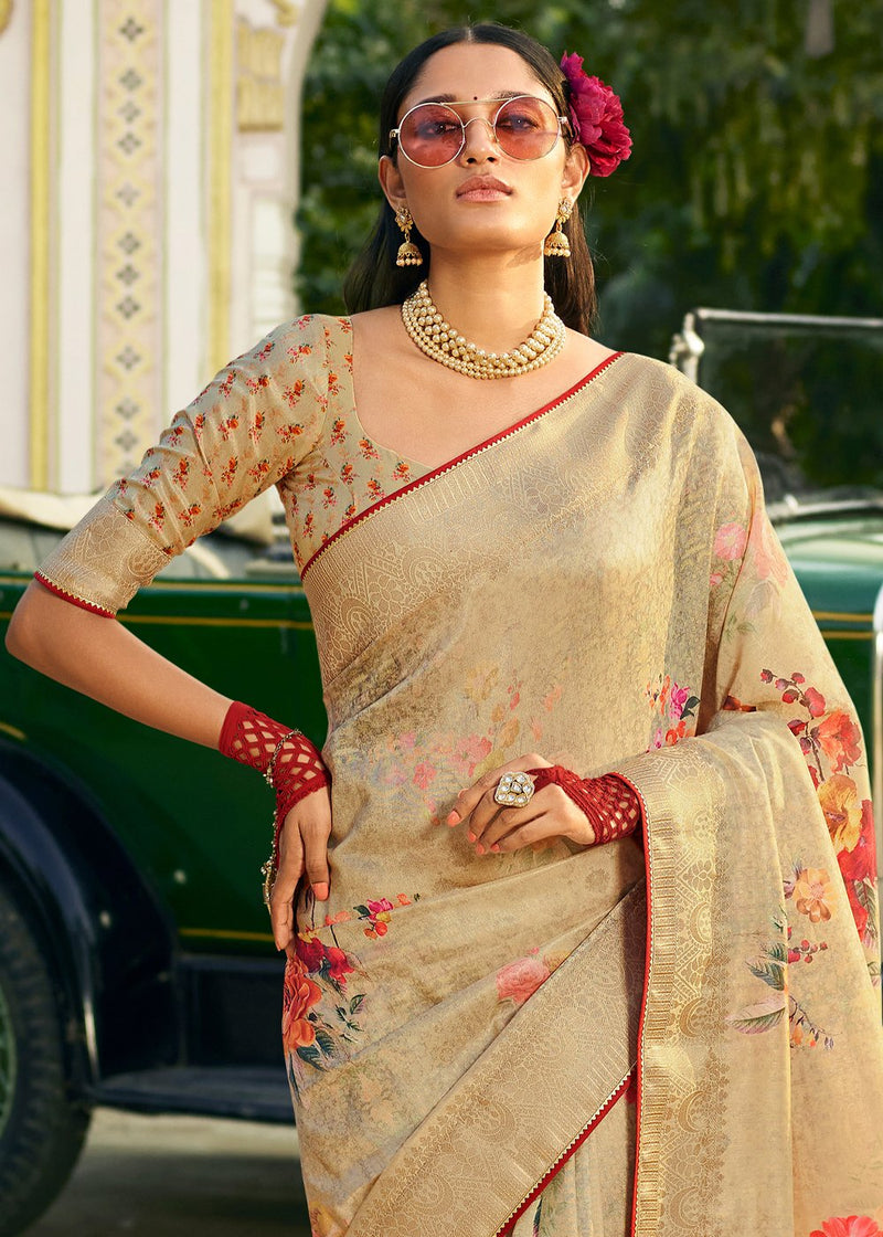 Brass Brown Handloom woven Saree
