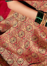 Roof Red  Zari Woven Banarasi Silk Saree