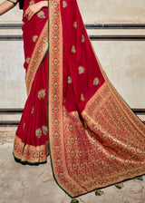 Roof Red  Zari Woven Banarasi Silk Saree