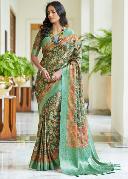 Pista Green Color Sequined Swarovski Saree for wedding guest-5415