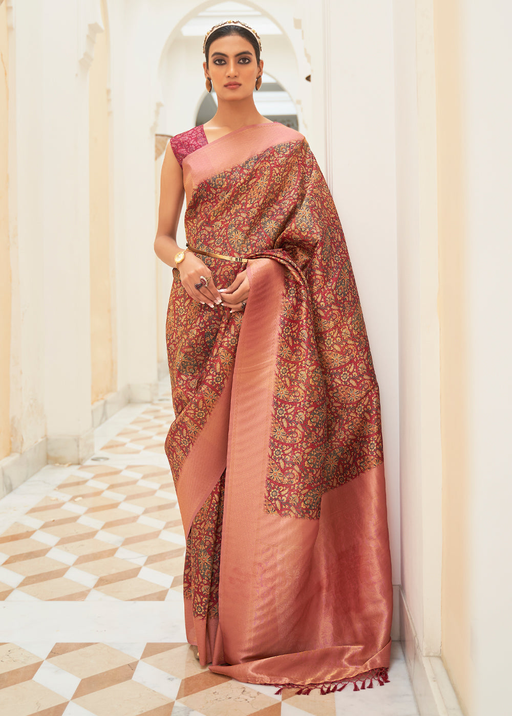 Buy MySilkLove Tosca Brown Digital Print Saree Online