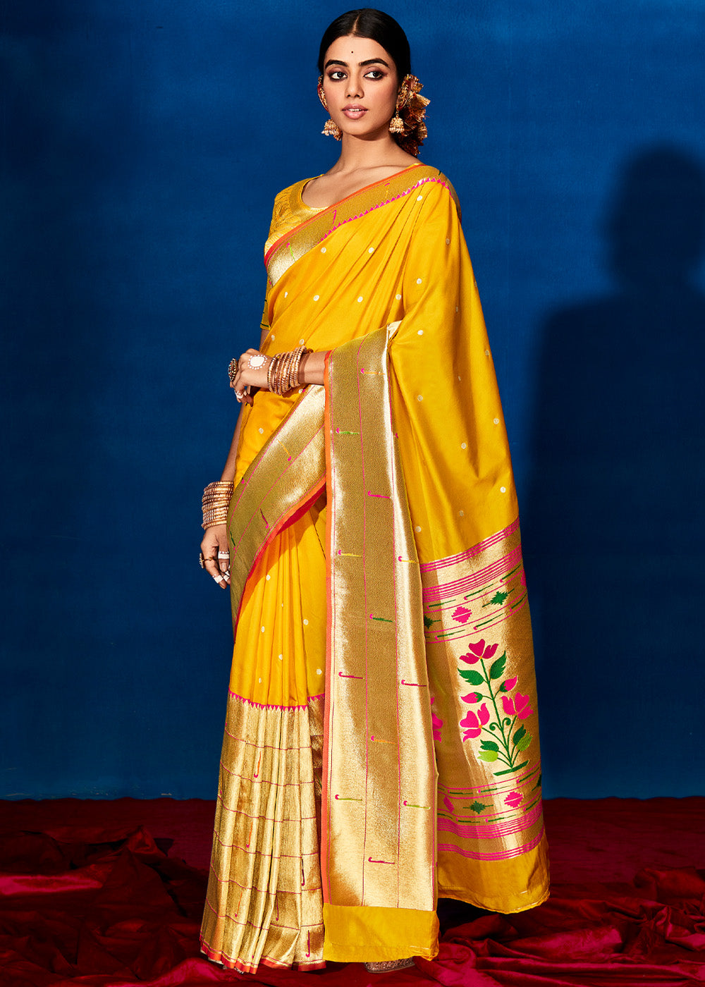 Buy MySilkLove Selective Yellow Woven Paithani Silk Saree Online