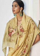Buttermilk Yellow Digital Floral Printed Saree