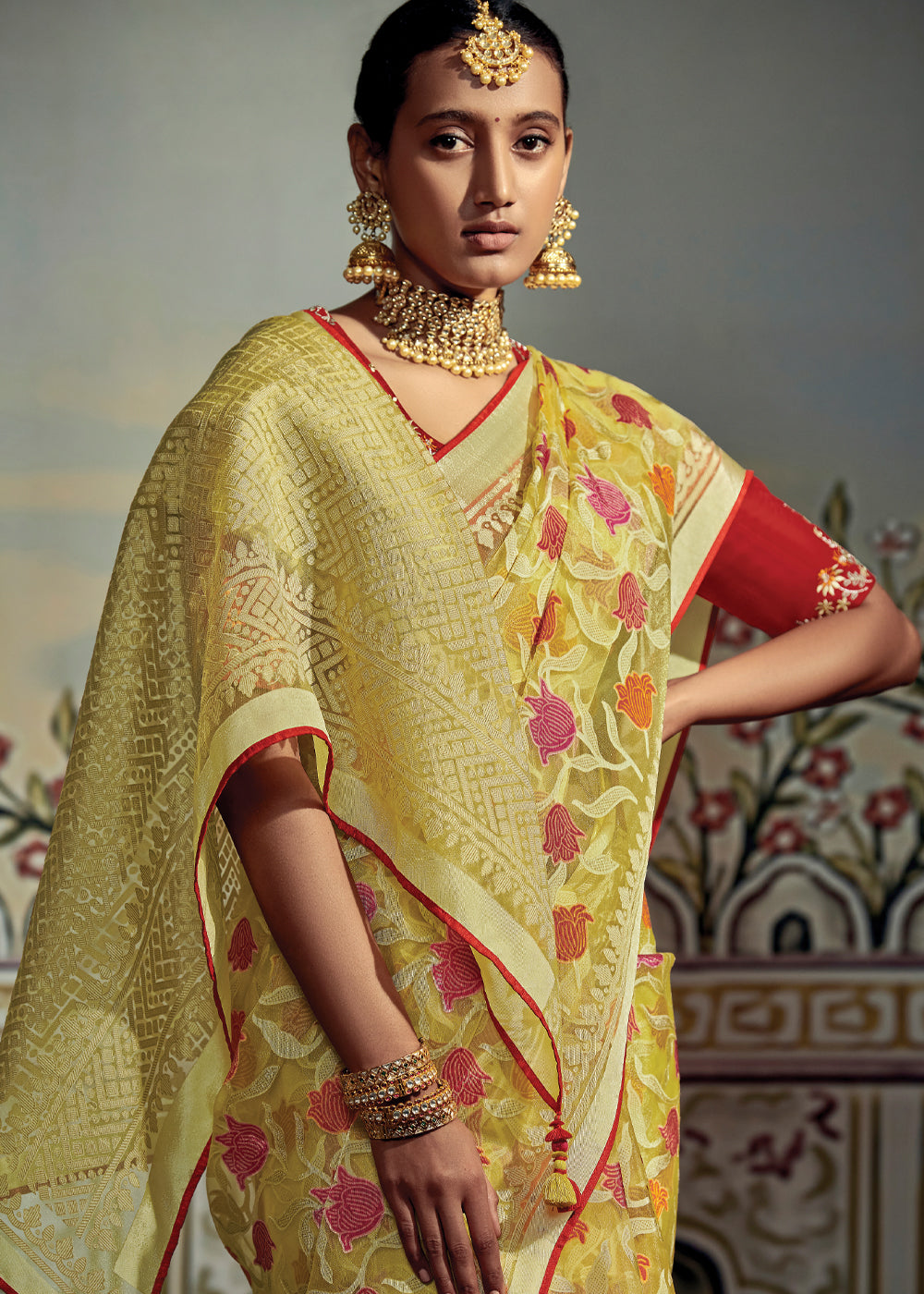 MySilkLove Wild Rice Yellow Woven Soft Silk Saree with Embroidered Blouse