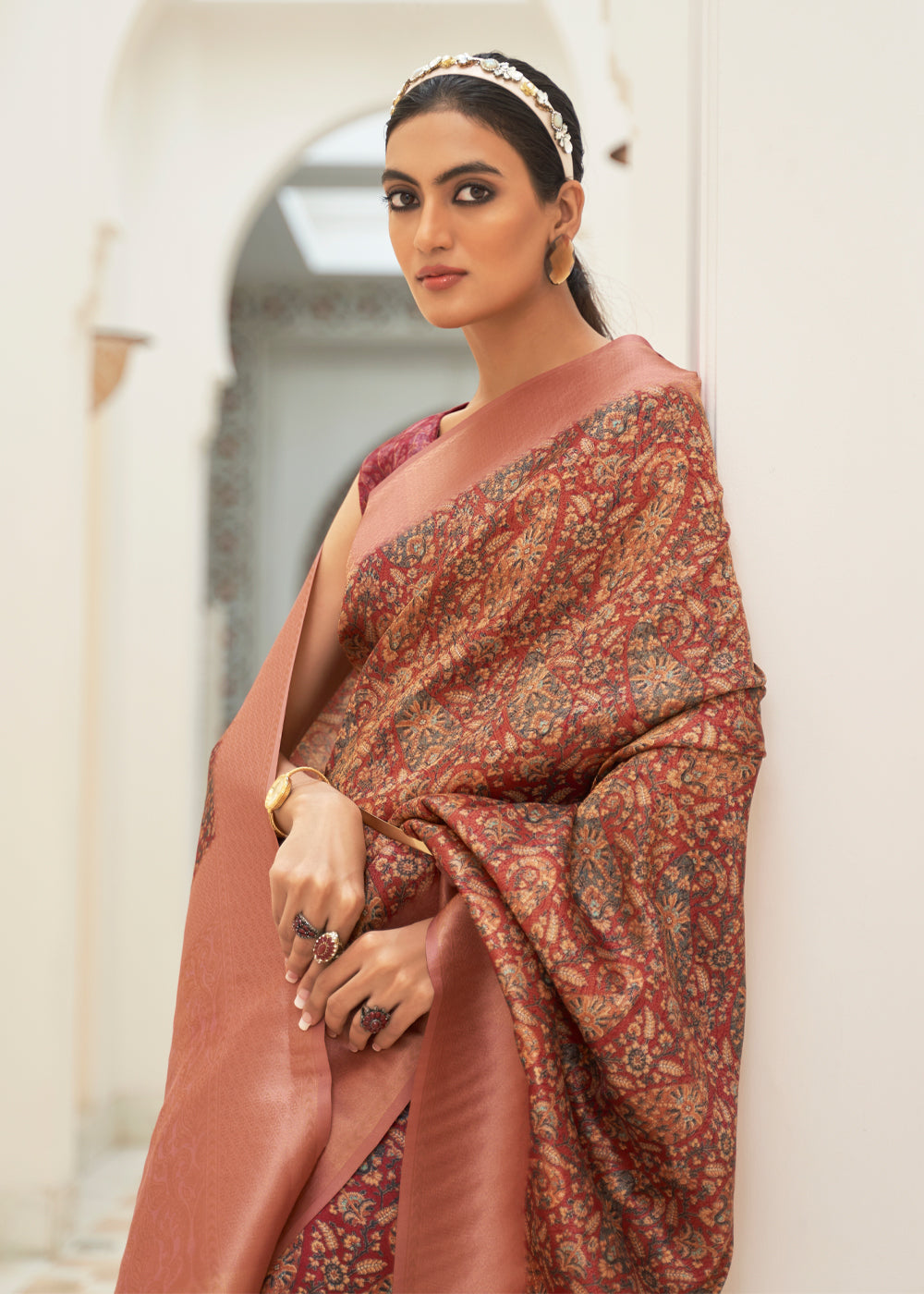 Buy MySilkLove Tosca Brown Digital Print Saree Online