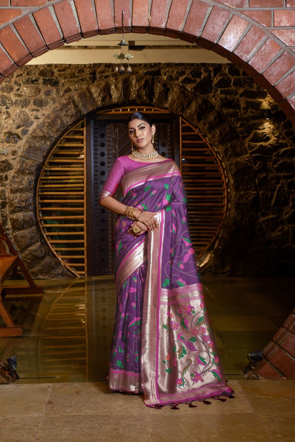Buy MySilkLove Rose Quartz Purple Banarasi Paithani Silk Saree Online