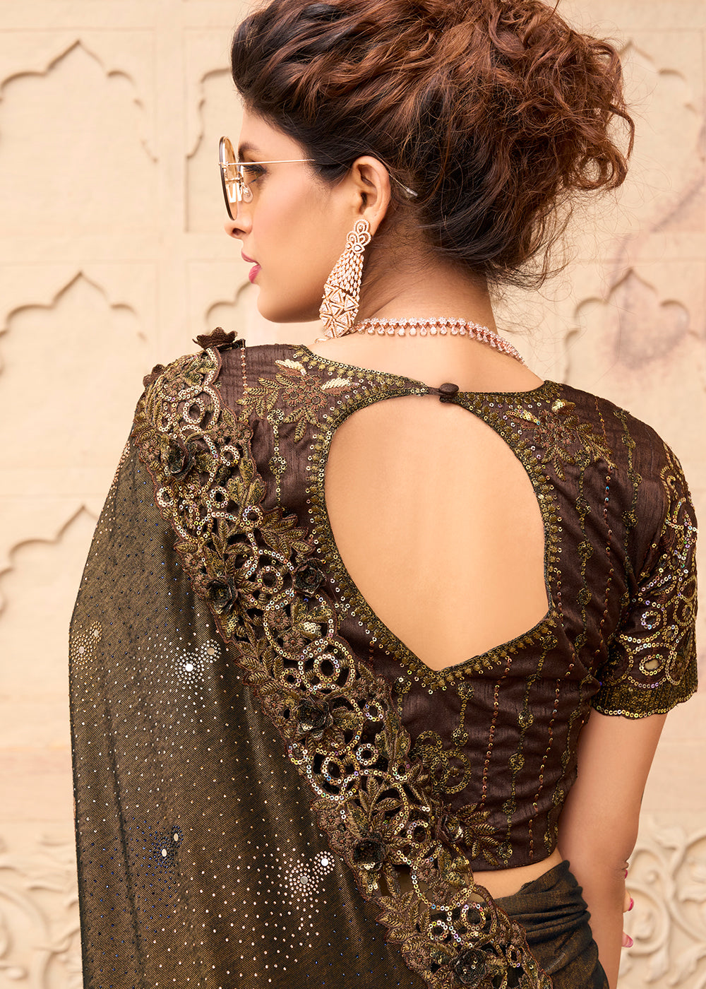 Buy MySilkLove Irish Brown Designer Silk Saree Online