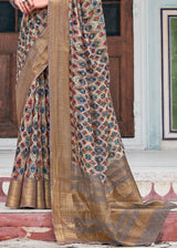Dirt Brown Banarasi Printed Saree