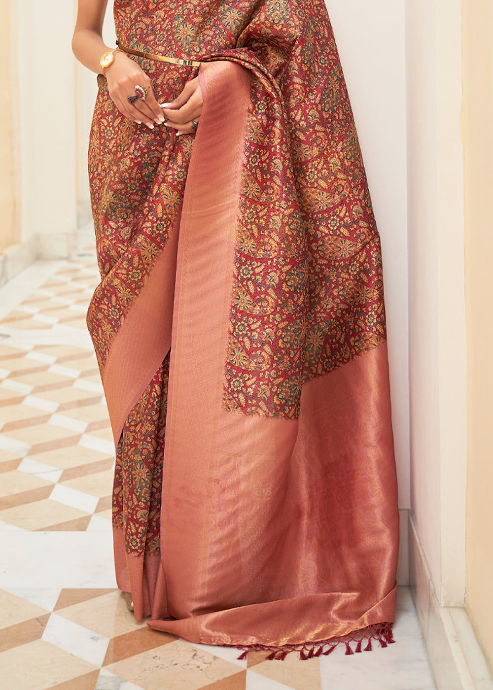 Buy MySilkLove Tosca Brown Digital Print Saree Online