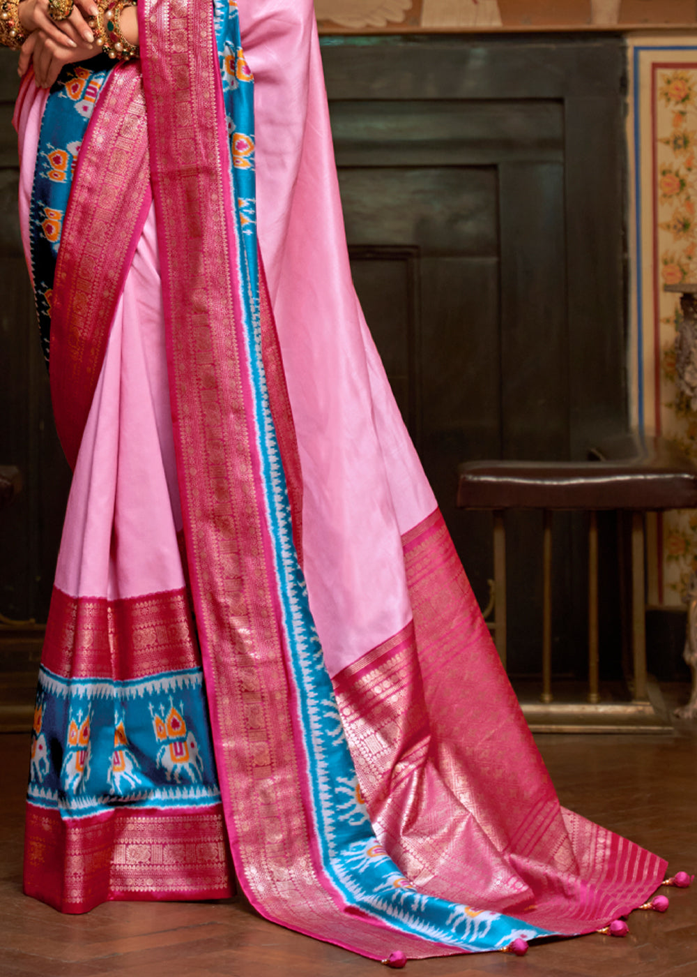 Buy MySilkLove Illusion Pink and Red Banarasi Patola Saree Online