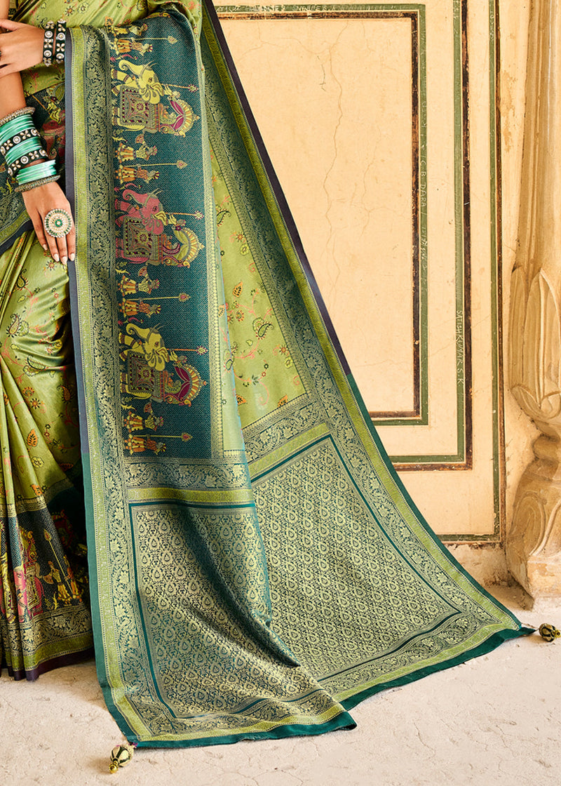 Shop Banarasi Silk Sea Green Traditional Saree Online : 187529 -