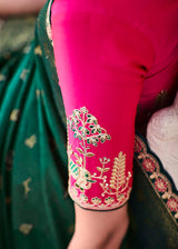 Finlandia Green and Pink Zari Woven Designer Banarasi Saree