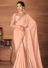 Rose Light Pink Designer Saree with Embroidered Blouse