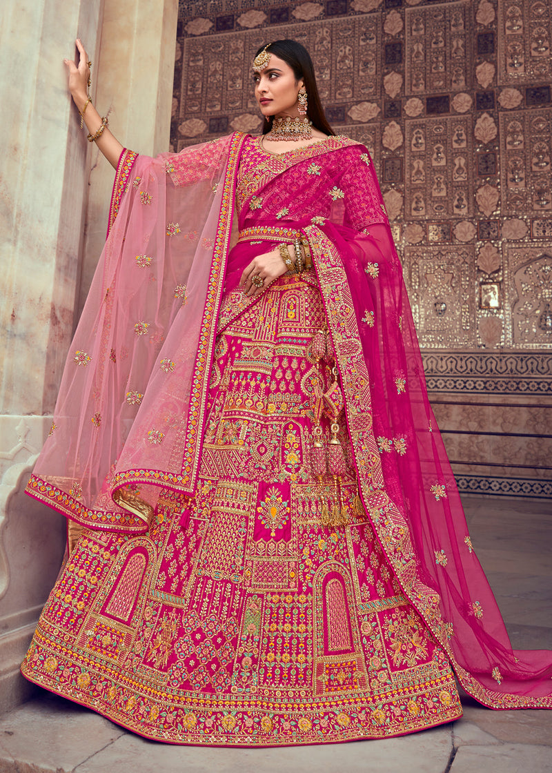 Froly Pink Heavy Embroidered Designer Lehenga