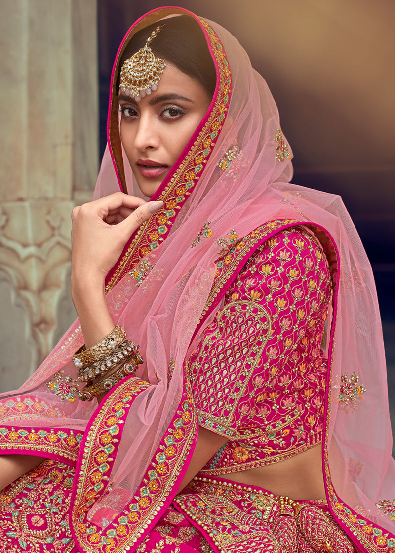 Froly Pink Heavy Embroidered Designer Lehenga