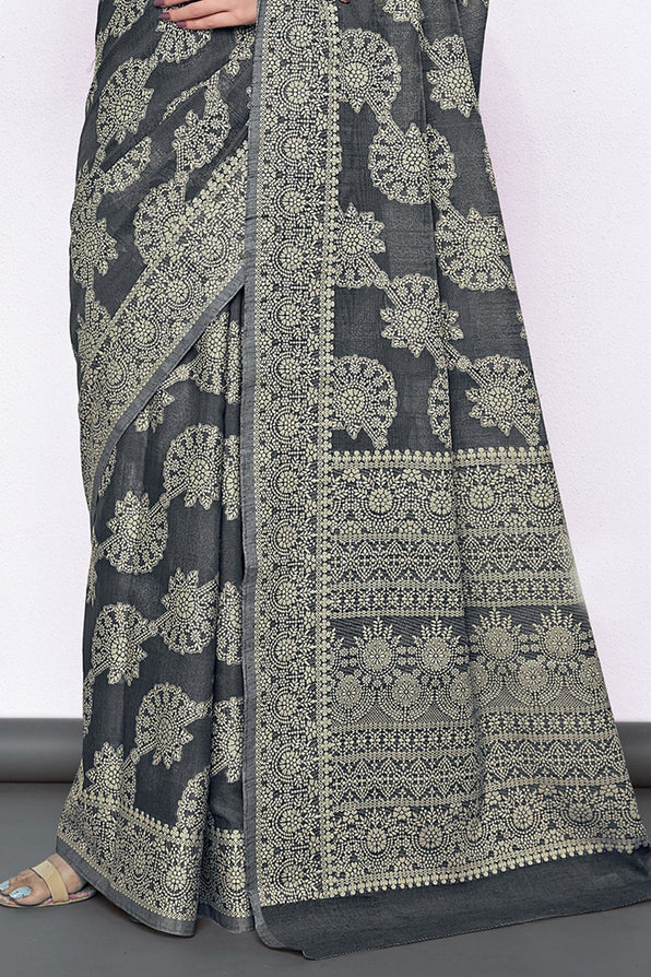 Buy MySilkLove Mid Grey Cotton Saree Online