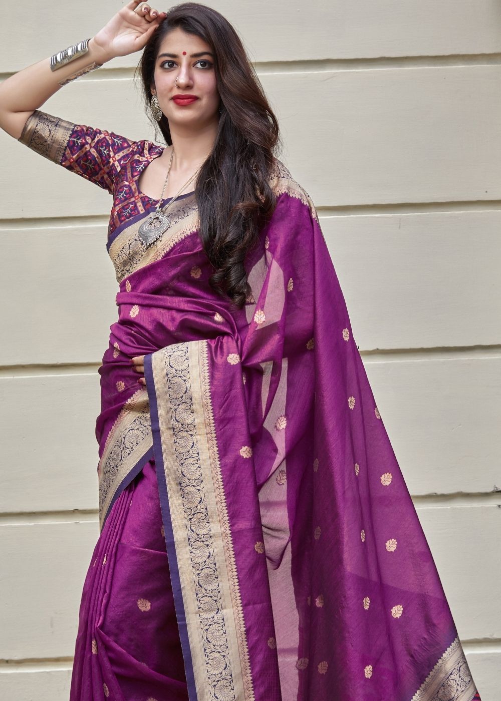 MySilkLove Cannon Purple Zari Woven Banarasi Saree