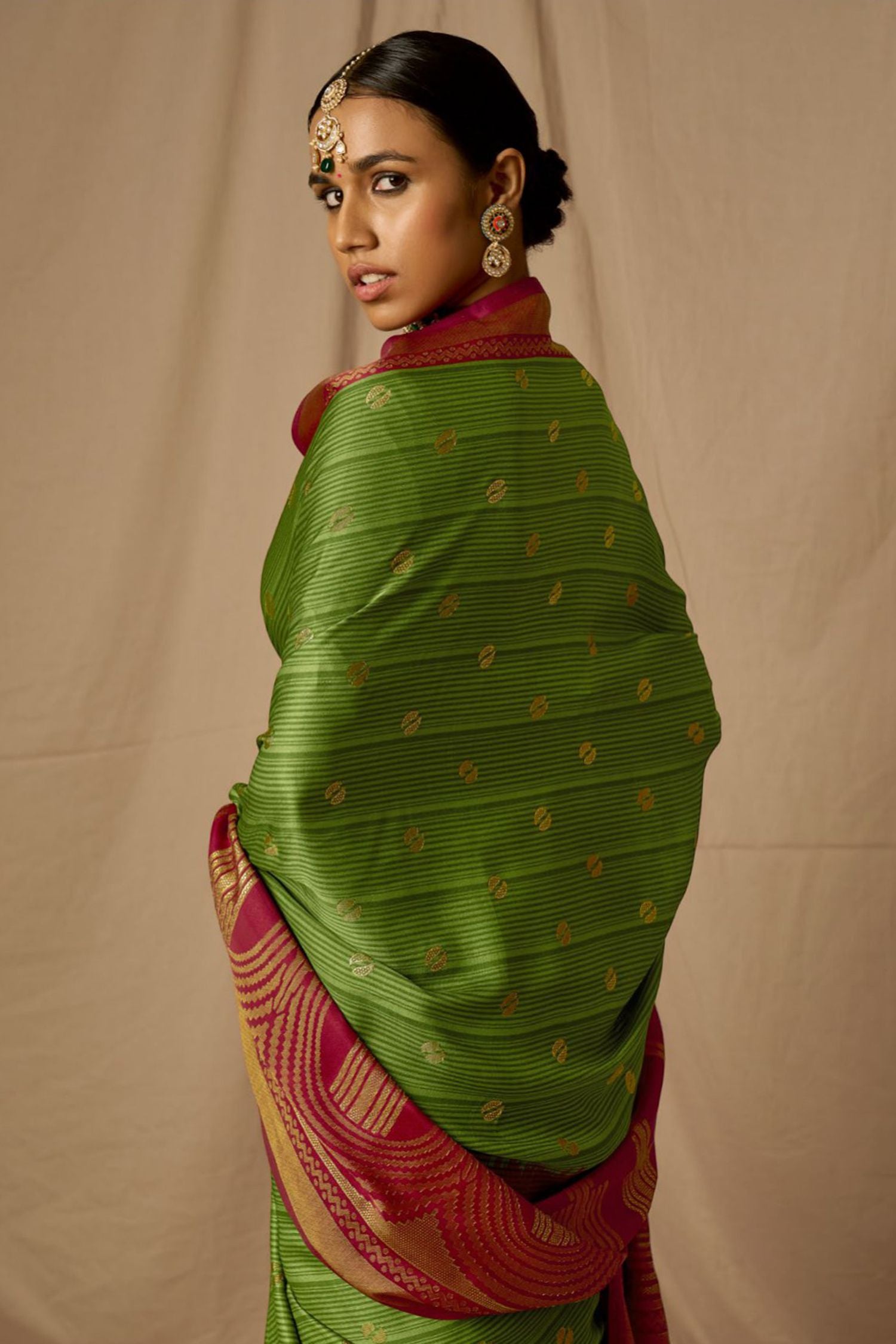 Buy MySilkLove Pesto Green Woven Banarasi Silk Saree Online