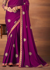 Camelot Purple Designer Saree with Embroidered Blouse