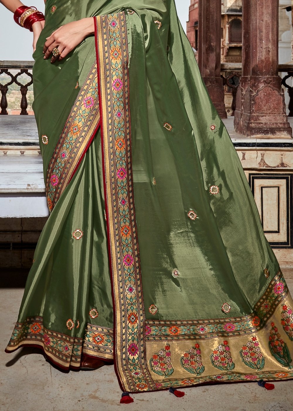 Buy MySilkLove Finch Green  Zari Woven Banarasi Silk Saree Online