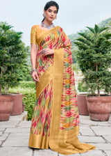 Rob Yellow Banarasi Printed Saree