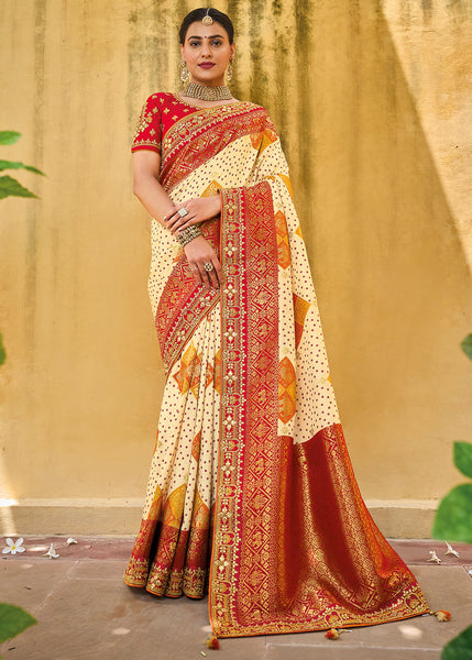 1528757: Wedding Red and Maroon color Georgette fabric Saree