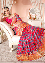 Rose Pink Zari Woven Banarasi Saree with Designer Blouse