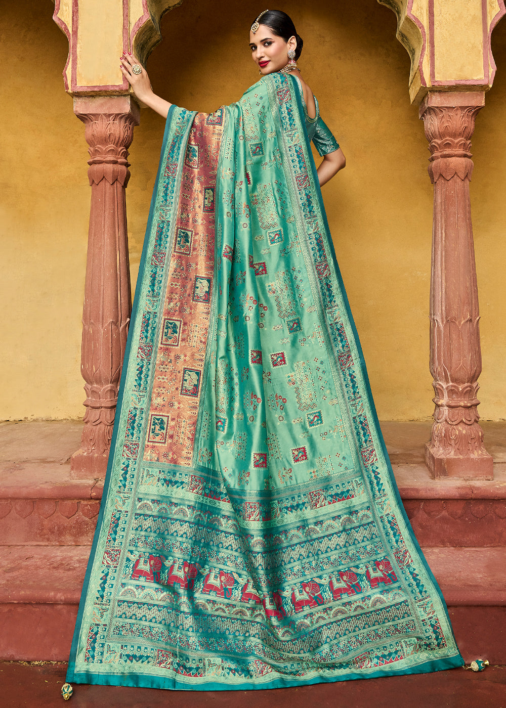 Buy MySilkLove Forest Green Designer Banarasi Saree Online