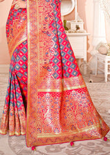 Rose Pink Zari Woven Banarasi Saree with Designer Blouse