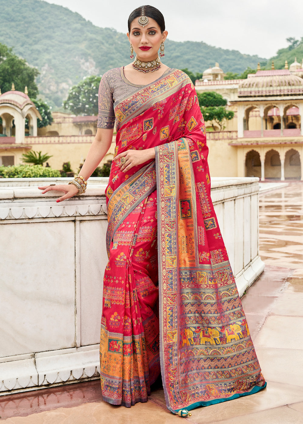 Buy MySilkLove Mahogany Red Designer Banarasi Saree Online