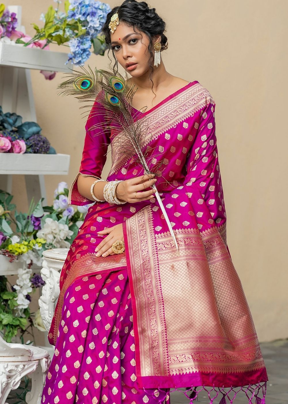 Buy MySilkLove Blush Purple Soft Banarasi Silk Saree Online
