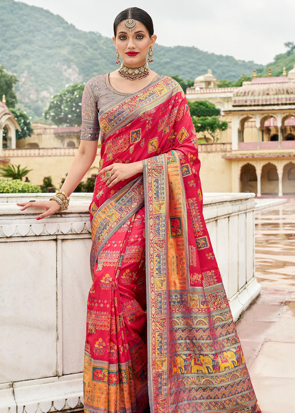 Buy MySilkLove Mahogany Red Designer Banarasi Saree Online