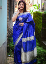 Denim Blue Banarasi Raw Silk Saree