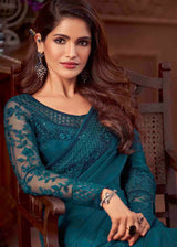 Midnight Blue Soft Silk Designer Saree