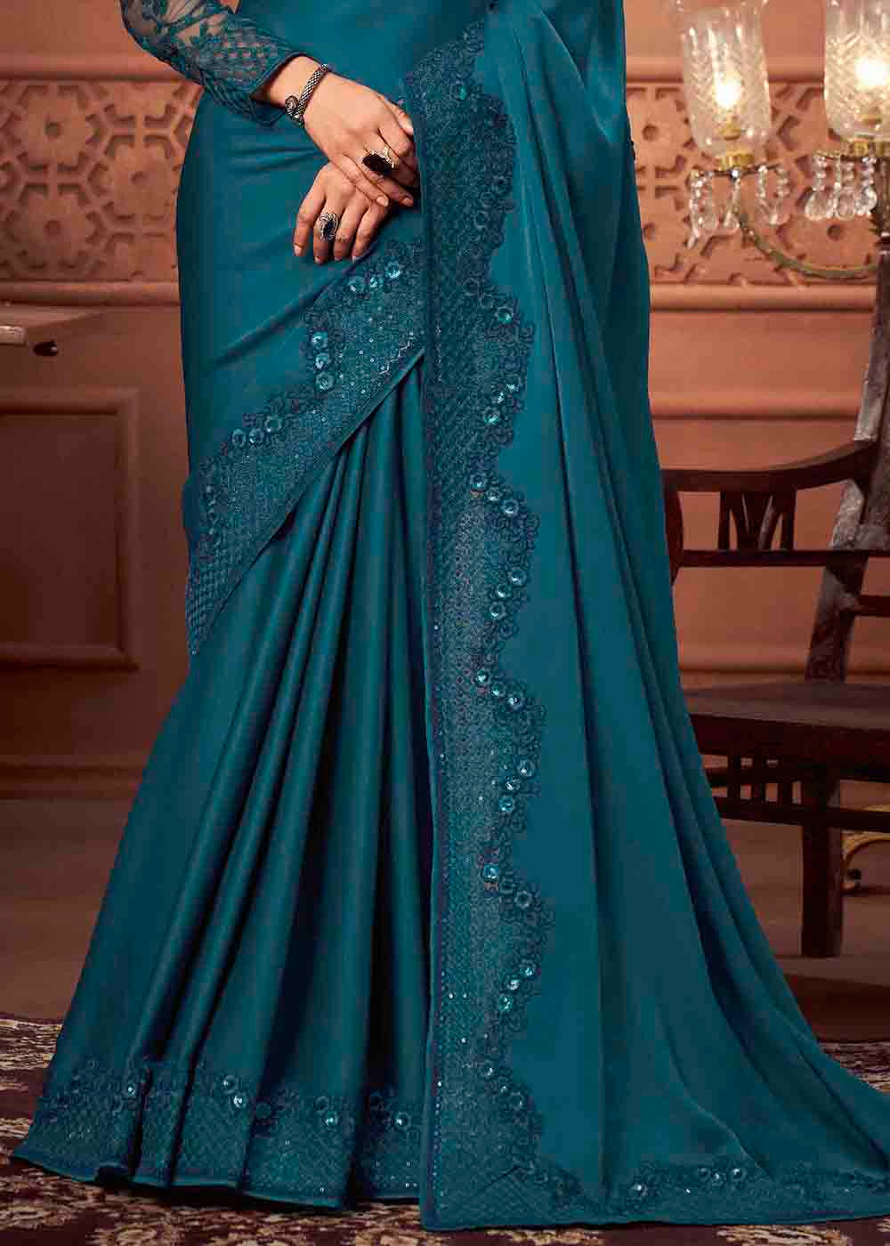 Buy MySilkLove Midnight Blue Soft Silk Designer Saree Online