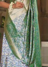 Oxley Green and Golden Katan Pure Silk Handwoven Shikargah Saree