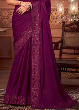 Berry Purple Soft Silk Designer Saree