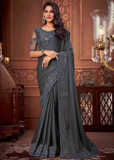 Scarpa Grey Chiffon Designer Saree