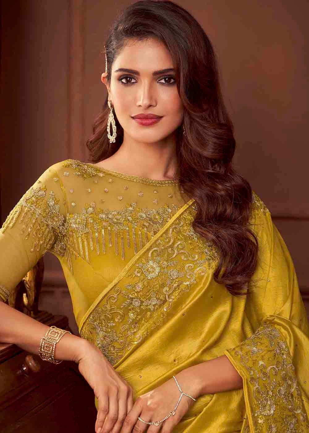 Buy MySilkLove Pale Canary Yellow Designer Silk Saree Online